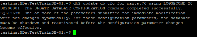 DB2 accepting a finite LOGSECOND value of 20