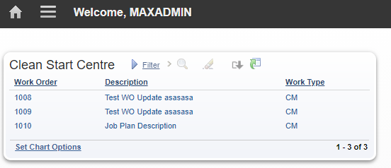 The updated Start Center template displaying the Work Type column