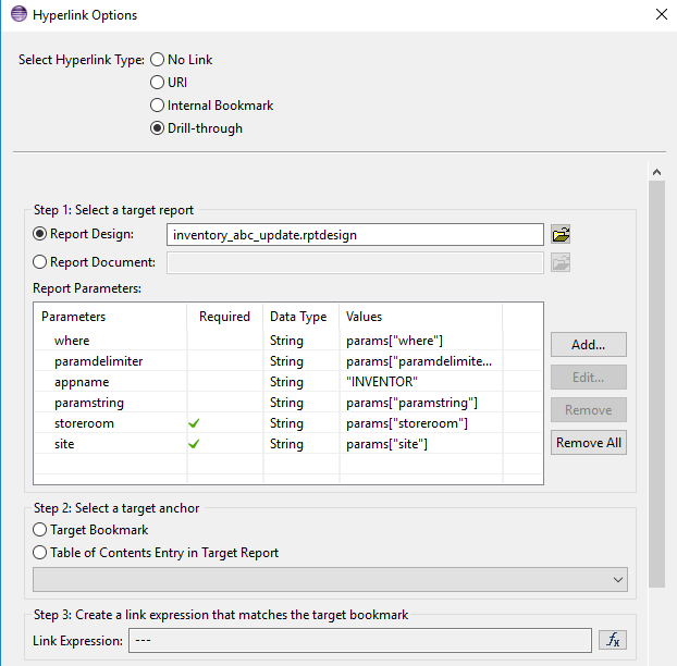 BIRT hyperlink parameter bindings for paramstring and paramdelimiter
