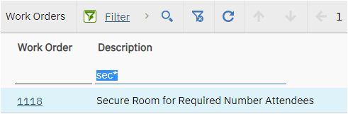 Description filtered with an asterisk after SEC