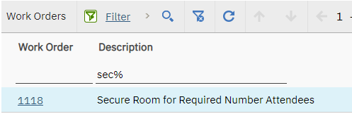 Description filtered with a percent sign after SEC