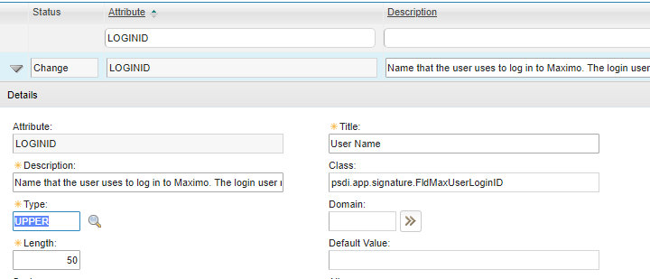 The MAXUSER LOGINID attribute changed from ALN to UPPER
