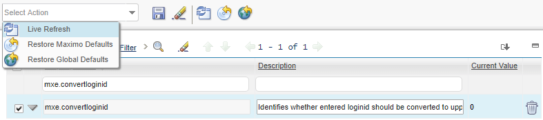 The mxe.convertloginid property selected before a live refresh
