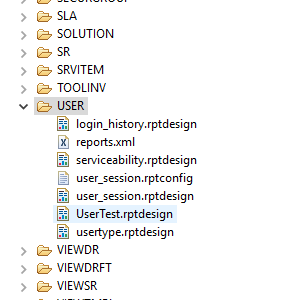 The UserTest report in BIRT Report Designer